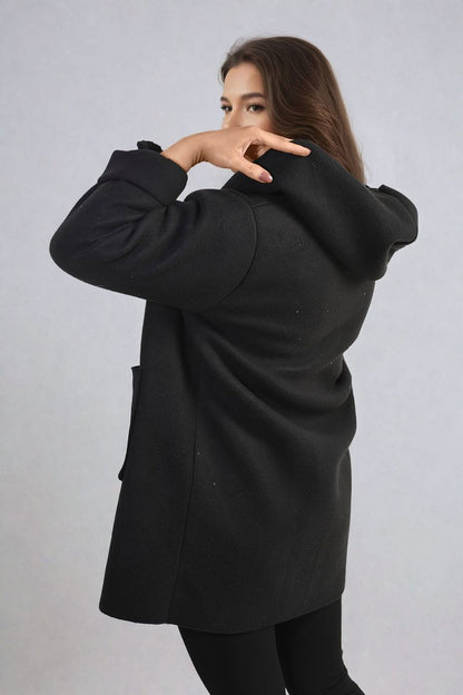 Open Front Folded Sleeve Jacket with Pockets