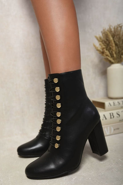 Faux Suede Corset Ankle Boots