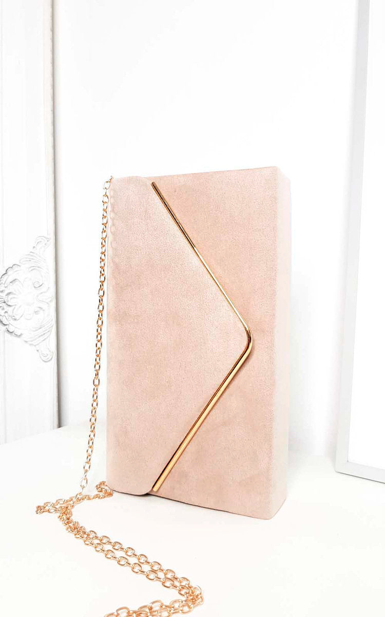 Faux Suede Envelope Clutch Bag