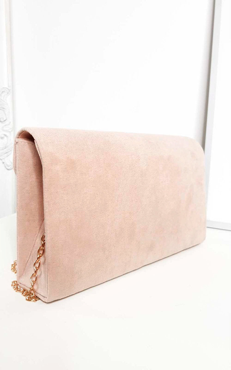 Faux Suede Envelope Clutch Bag