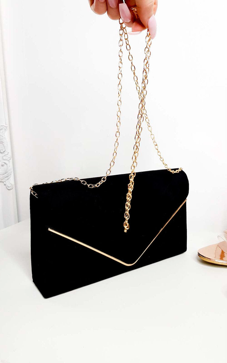 Faux Suede Envelope Clutch Bag