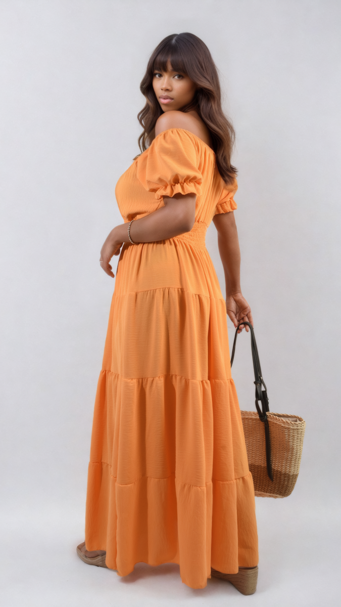 Smocked Waist Tiered Midi Dress