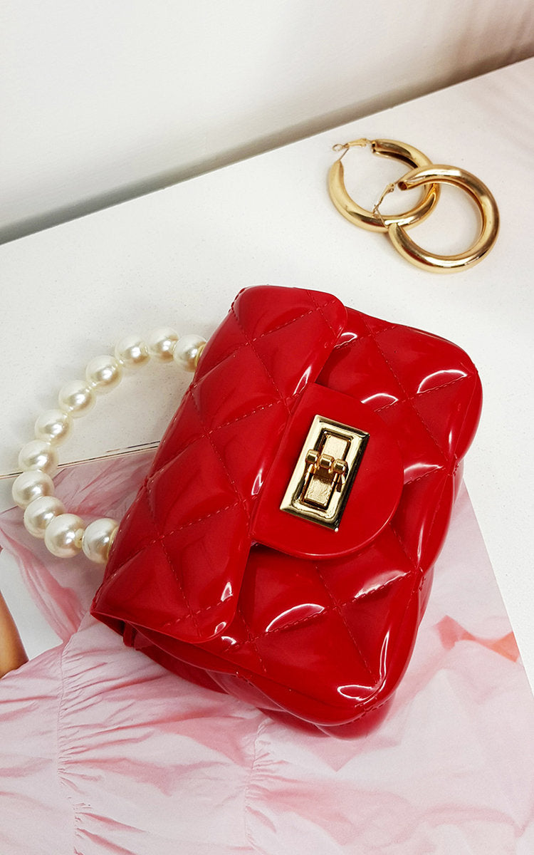 Fold Over bag with Pearl Handle