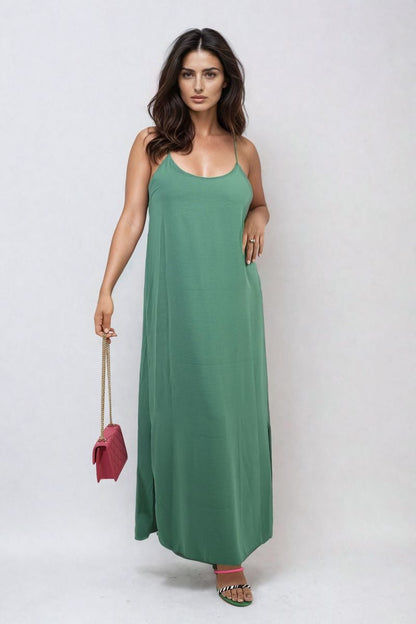 Spaghetti Strap Side Slit Maxi Dress