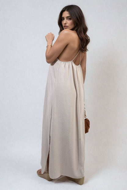 Spaghetti Strap Side Slit Maxi Dress