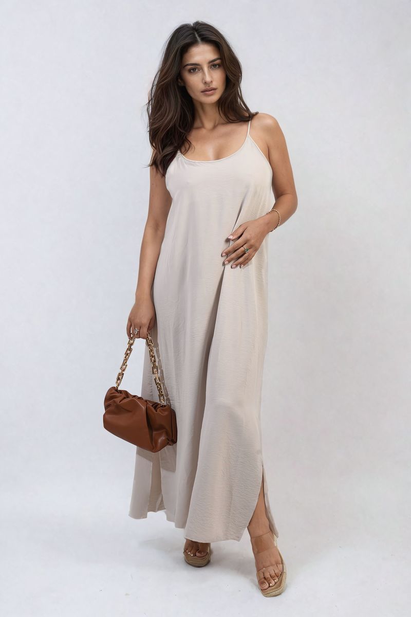 Spaghetti Strap Side Slit Maxi Dress