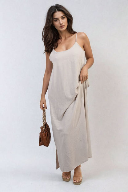 Spaghetti Strap Side Slit Maxi Dress