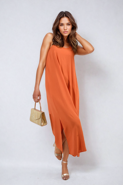 Spaghetti Strap Side Slit Maxi Dress