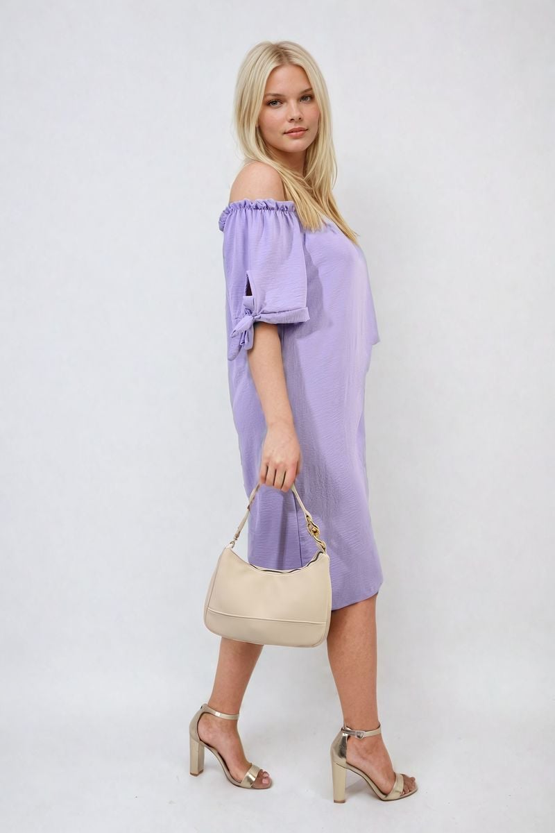 Knot Cuff Off Shoulder Mini Dress