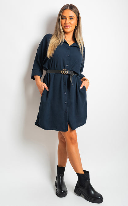 Collared Button Down Mini Dress