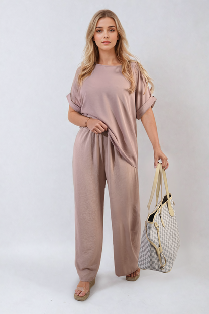 Oversized Top and Wide Leg Trousers Co-ord Set