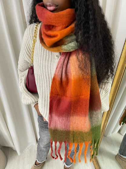 Striped Soft Comfortable Oversized Chunky Scarf