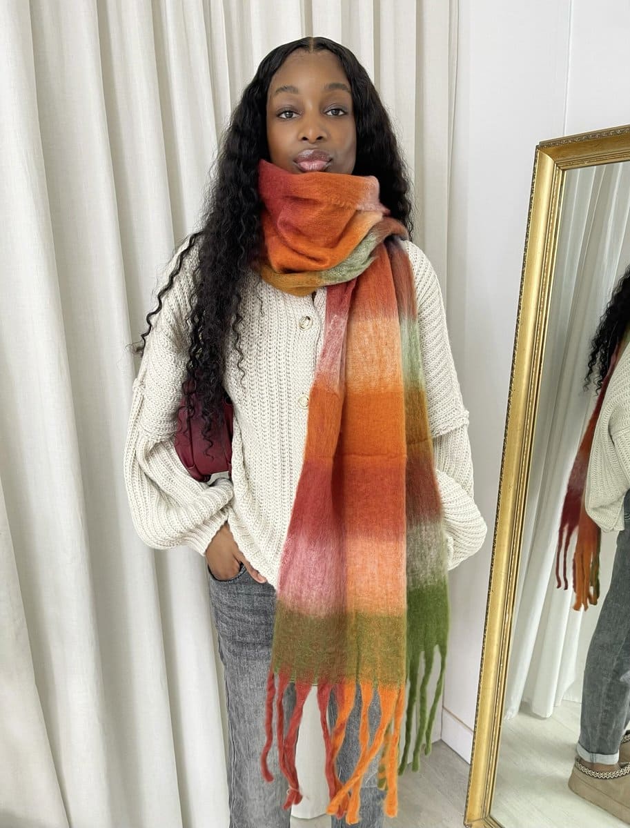 Striped Soft Comfortable Oversized Chunky Scarf