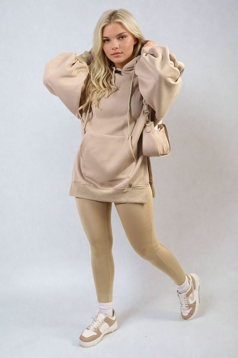 Oversized Hoodie with Side Split and Leggings Co ord Set