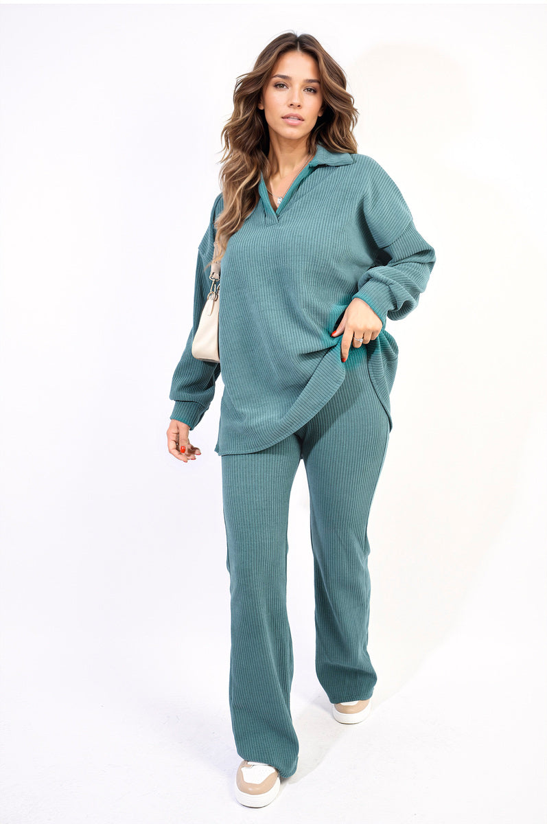 Collared Long Sleeve & Trouser Co-ord Set