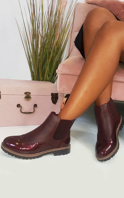 Faux Leather Brogue Chelsea Boots