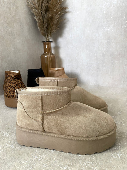 Aztec Detail Low Ankle Platform Kids Slipper Boots