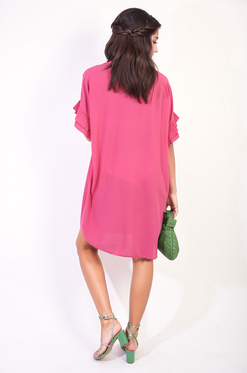 Ruffled Sleeve Mini Dress