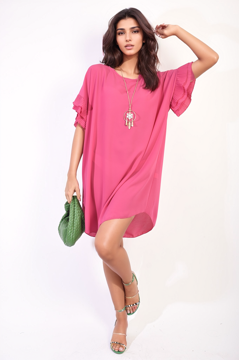 Ruffled Sleeve Mini Dress