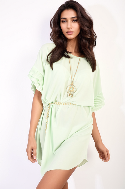 Ruffled Sleeve Mini Dress