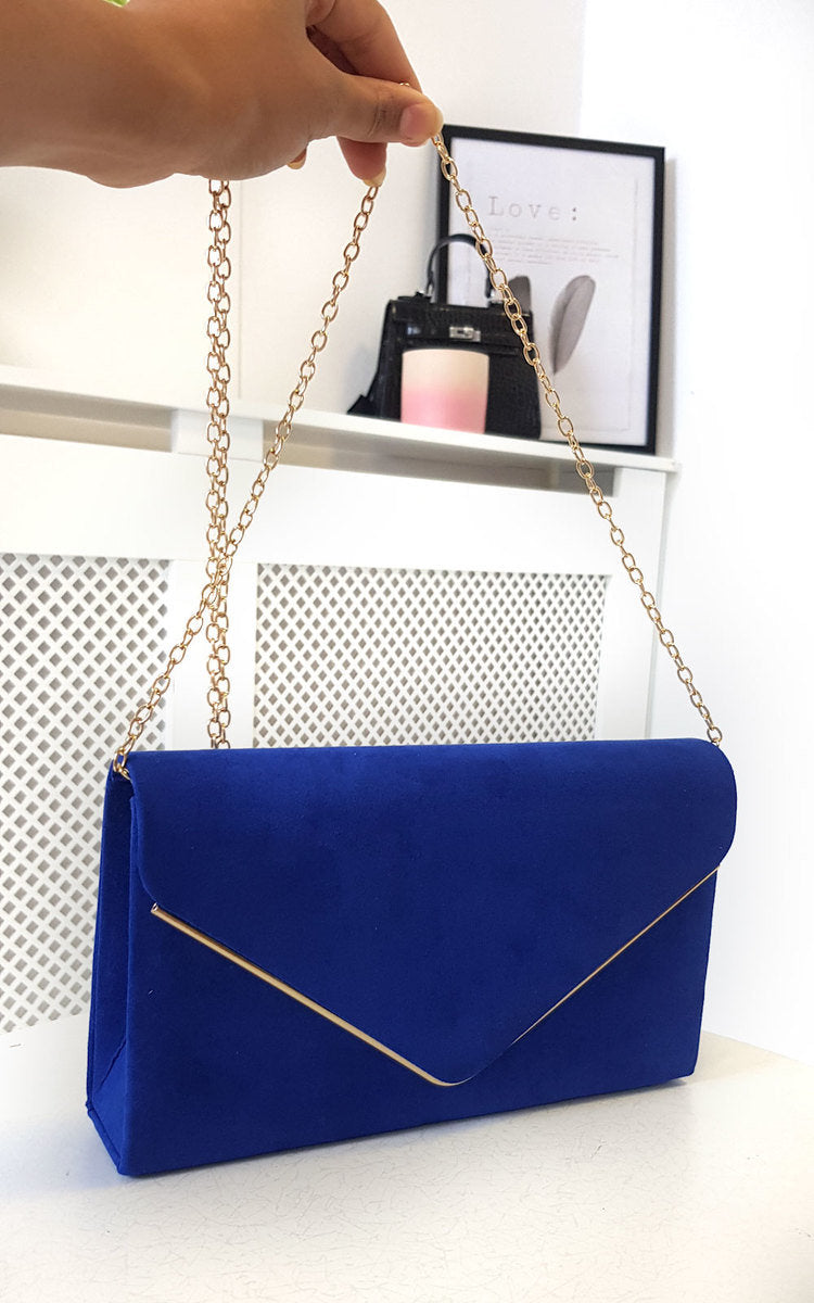 Faux Suede Envelope Clutch Bag