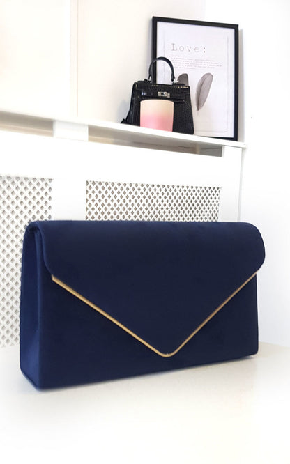 Faux Suede Envelope Clutch Bag