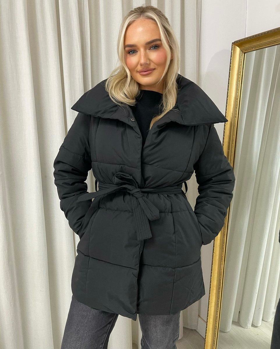 Padded Puffer Belted Winter Jacket