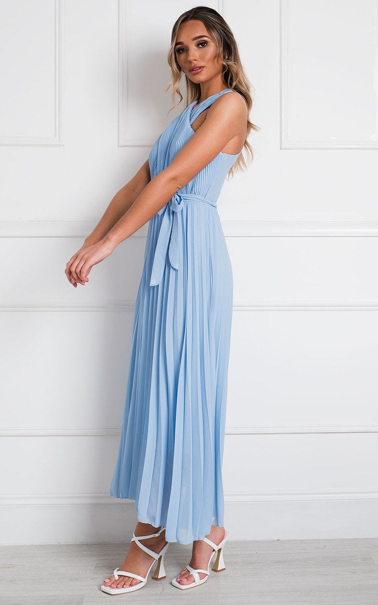 Pleated Crossover Maxi Dress