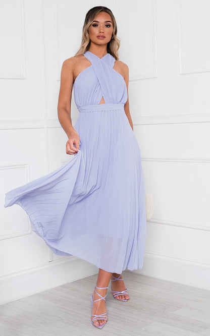 Pleated Crossover Maxi Dress