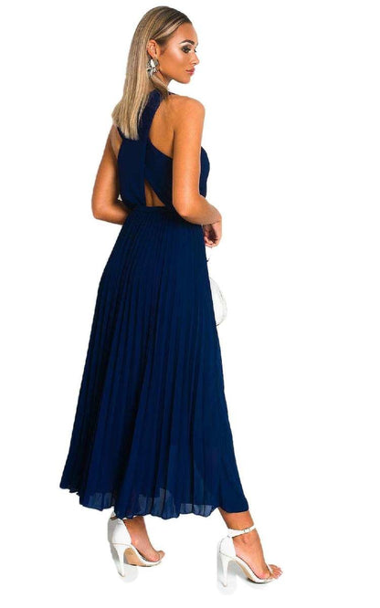 Pleated Crossover Maxi Dress