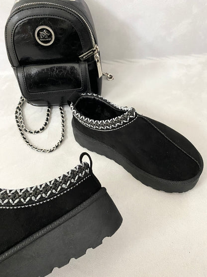 Faux Fur Lined Ankle Platform Kids Mini Boots