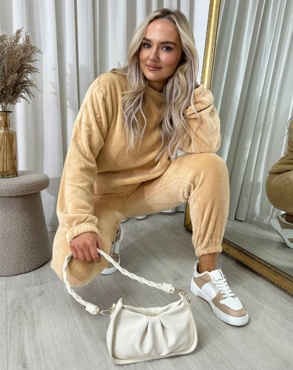 Velvet Long Sleeve Loose Top and Jogger Loungewear Co-ord Set