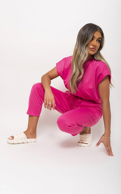 Short Sleeve Boxy Lounge Wear Co-ord Set