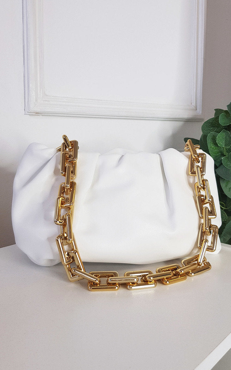 Faux Leather Chain Detail Bag