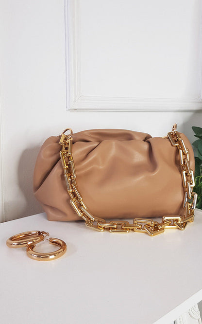 Faux Leather Chain Detail Bag